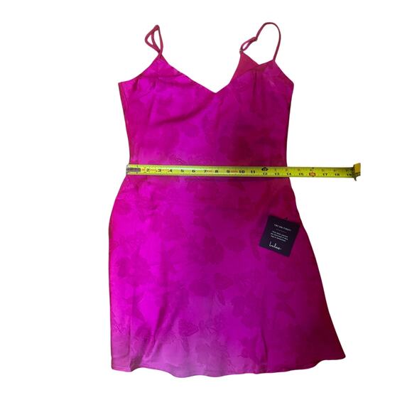 Chic Intricacy Magenta Satin Jacquard Slip Mini Dress small nwt summer party $70 - Picture 4 of 6